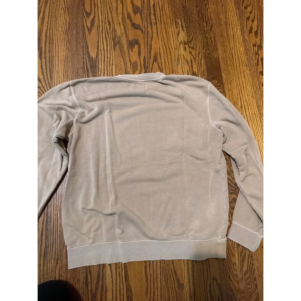 Goodhuman Tan Beige Line Art Face Graphic Crewneck Sweatshirt Medium